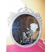 REFINED PURE GERMAN PEWTER LAVALIER STYLE MIRROR W/ BOW & CHAIN    173429212624